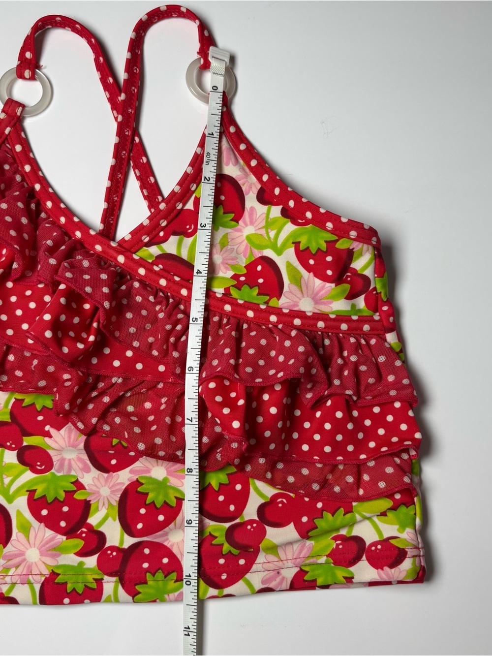 Lisabelle Girls Strawberry & Polka Dot Ruffle Tankini Two Piece Swimsuit Size 5T - Picture 12 of 12